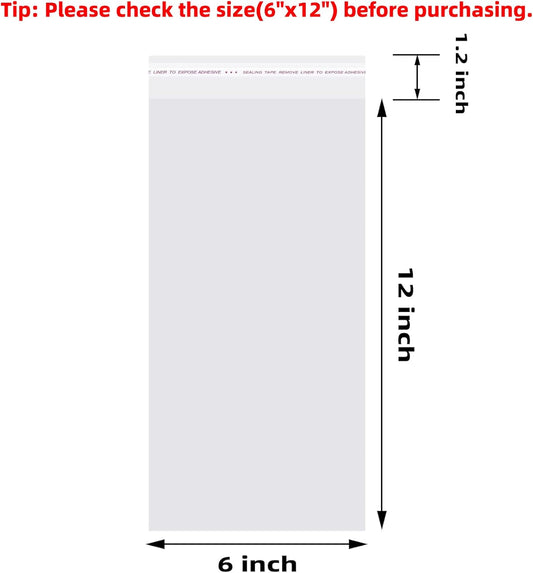 Morepack Self Sealing Cellophane Bags Self Adhesive,6x12 Inches Clear Resealable Cellophane Bags 200 Pieces