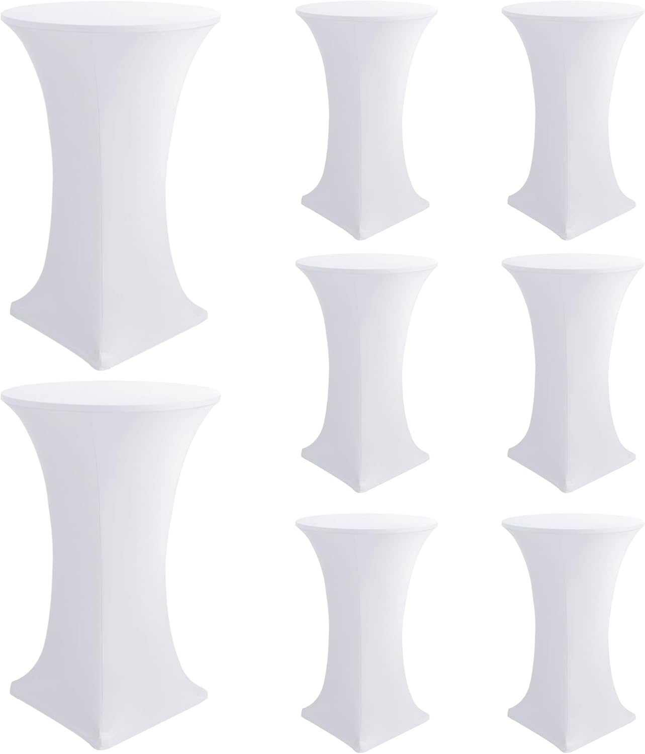 Cocktail Table Covers-Spandex Round High Top Table Cloths 8 Pack 32x43 Inch-White Stretch Fitted Bar Tall Tablecloth for Pub Bistro Highboy Party Event Banquet Height Folding Satnding Tables