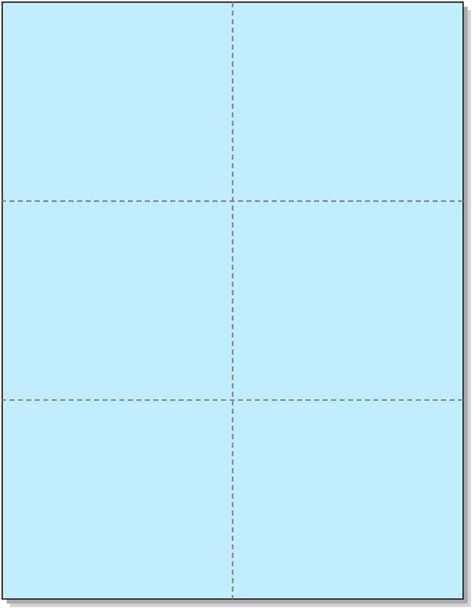NextDayLabels - Laser Printer Blank Perforated Cards 6 up per Page, for School Registration Cards, Flower Delivery Cards, Wedding Response Cards, RSVP Cards, Trip Tickets, ETC, (300 Blue Cards)