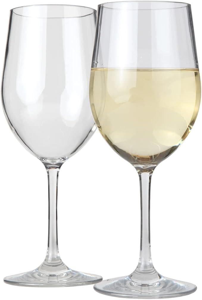 Lily's Home Unbreakable Chardonnay White Wine Glasses, Made of Shatterproof Plastic, For Indoor and Outdoor Use, Reusable and Dishwasher-Safe, Crystal Clear. 12 oz. Each, Set of 2