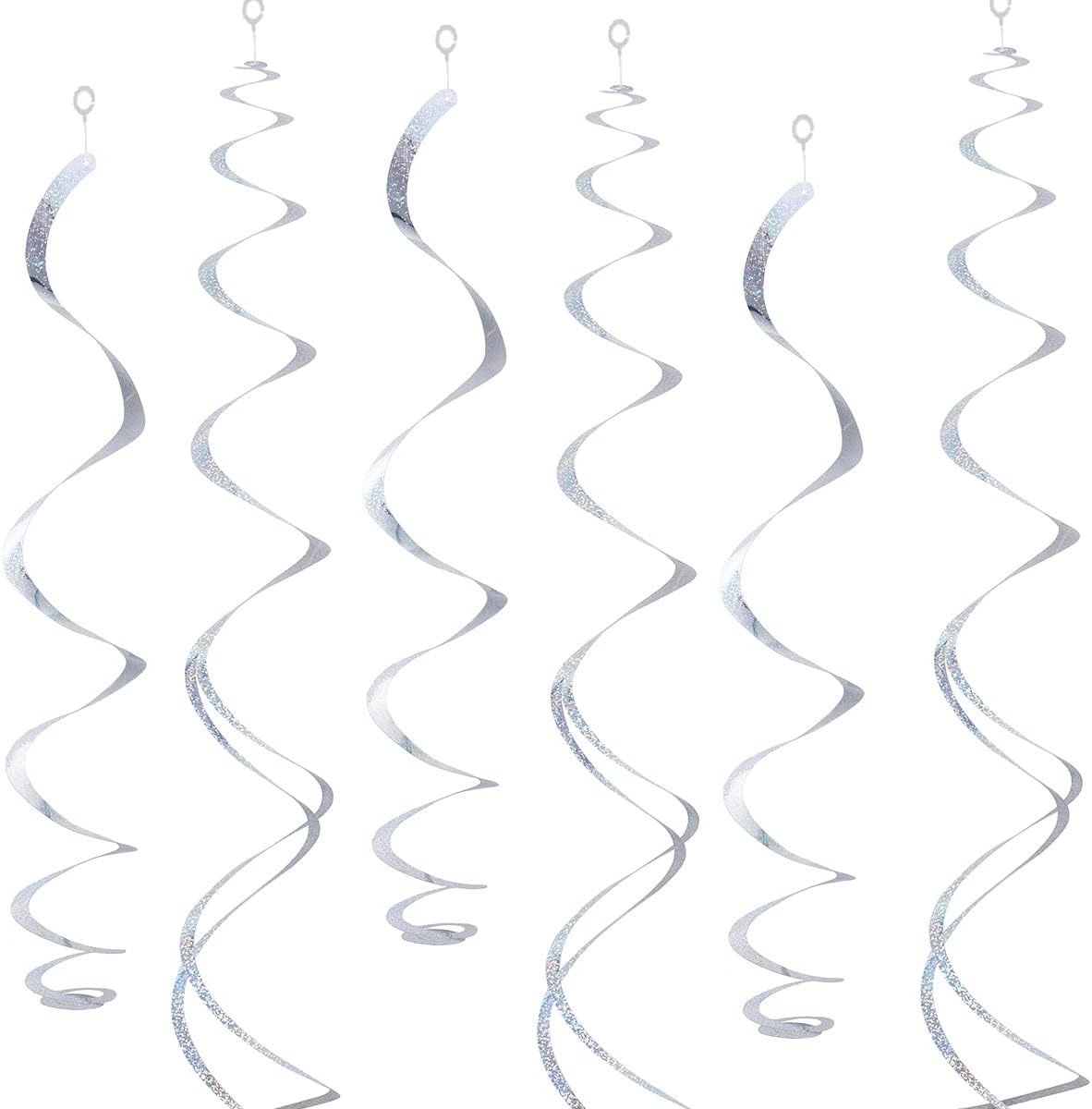 30 pcs Silver Hanging Swirls Decorations Swirl Party Decorations Plastic Party Streamer for Ceiling, 26"