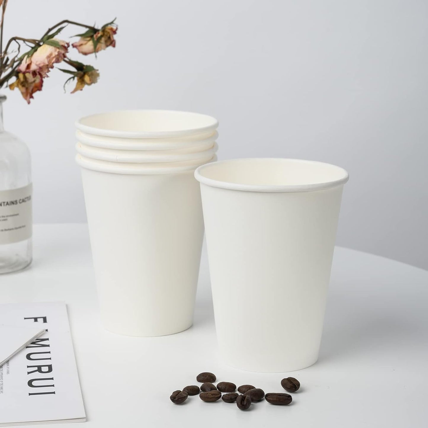 YEEHAW 12 oz 500 Pack Disposable Paper Coffee Cups, Bulk White Hot to Go Cups for Hot Coffee, Hot Liquid, Chocolate, Juice, Hot Beverage Drinkings, Ideal for Cafes, Bistros, Office and Family