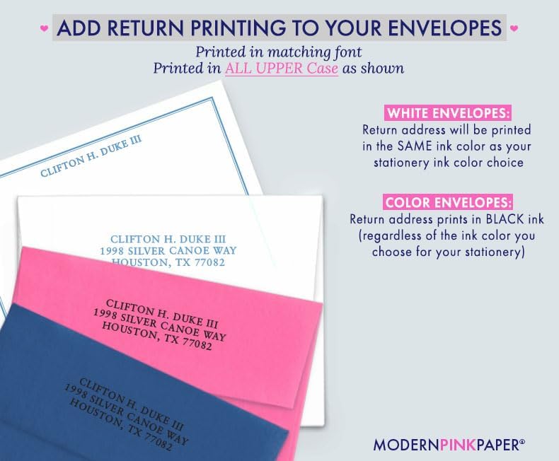 Modern Pink Paper Mens Personalized Stationery Set for Boys, Boys Personalized Thank you Notes, Men Custom Note Cards, Mens Stationary Set, Your Choice of Colors and Quantity