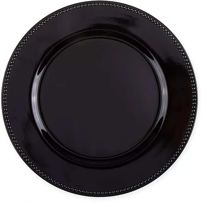 Efavormart 6 pcs 13" Black Beaded Round Charger Plates for Tabletop Decor Holiday Wedding Catering Event Decoration