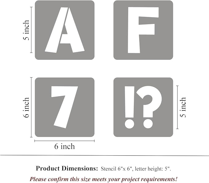 REOLAN 5 Inch Letter Stencils for Painting - 42 Pack Alphabet Letter and Number Stencil Templates with Signs for Painting, Reusable Letters Numbers Stencils for Chalkboard Wood Crafts & Wall Decor