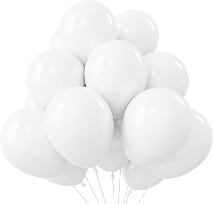 KBZVNAF White Balloons Latex Party Balloons - 50 Pack 12 inch Helium Matte White Balloons for Wedding Graduation Baby Shower Birthday Anniversary Party Decorations
