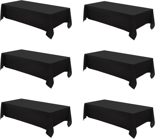 Rectangle Tablecloths 60x120 Inch 6 Pack Black Tablecloth Washable Decorative Linen Polyester Table Cloths for Dining Table Banquets Buffet Parties and Wedding