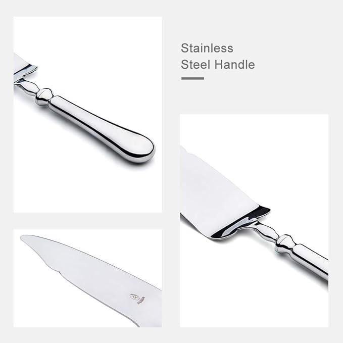 OTW PAVILION 2 Piece Wedding Cake Knife and Server Set,18/10 Stainless Steel Cake cutting Set Pie Server Cake Cutter Knife for Birthday,Anniversary,Holiday,Baby Shower,Party