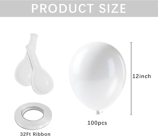 White Balloons 100pcs Pearl Latex Party Balloon for White Theme, Wedding, Engagement, Anniversary, Graduation, Birthday Party Backdrop, 4th of July, Neutral Baby Shower, Bachelorette Party Decorations