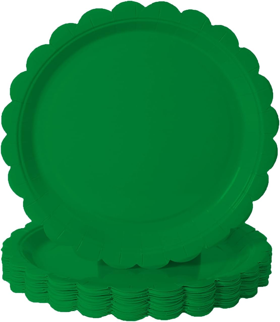 BEFORYOU 50PCS Scalloped Disposable Paper Plates Dessert Cake Party Plates for Baby Shower, Wedding,Bridal Shower Birthday Party Supplies (Green, 7IN)