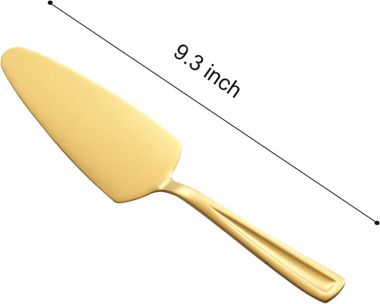 Gold Pie Cake Server Set, GoGeiLi 3-Piece Stainless Steel Pizza Pastry Server Set of 3, 9.3-inch Dessert Server Spatula, Dishwasher Safe
