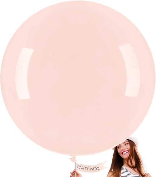 PartyWoo Light Pink Large Balloons 4 pcs 36 Inch Big Jumbo Giant Pastel Baby Pale Pink Latex Balloons for Graduation Wedding Baby Shower Princess Bachelorette Birthday Party Decorations Pink-Q01