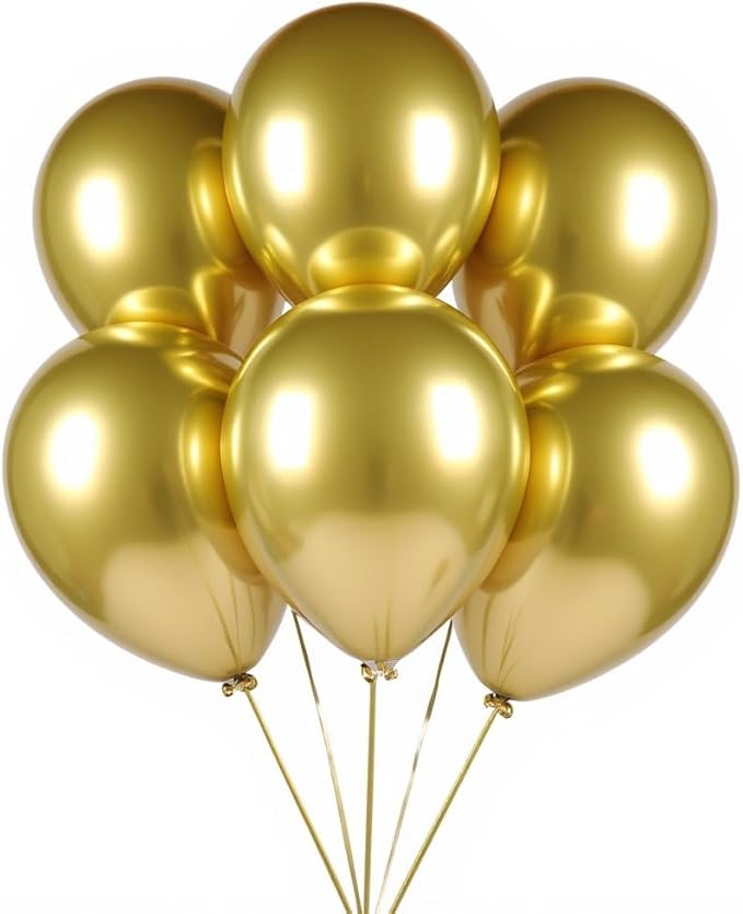50 Pcs 12 Inch Metallic Gold Balloons, Chrome Gold Latex Balloons for Party Decorations, Shiny Thick Gold Balloons for Wedding, Birthday, Graduation, Baby Shower, Anniversary Decorations