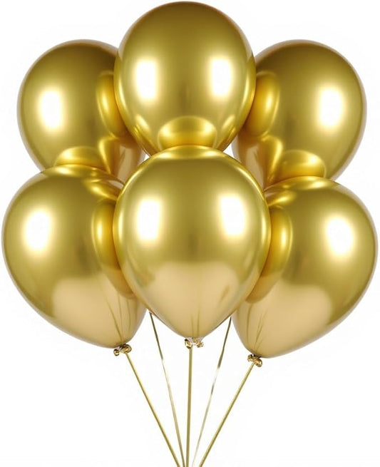 50 Pcs 12 Inch Metallic Gold Balloons, Chrome Gold Latex Balloons for Party Decorations, Shiny Thick Gold Balloons for Wedding, Birthday, Graduation, Baby Shower, Anniversary Decorations