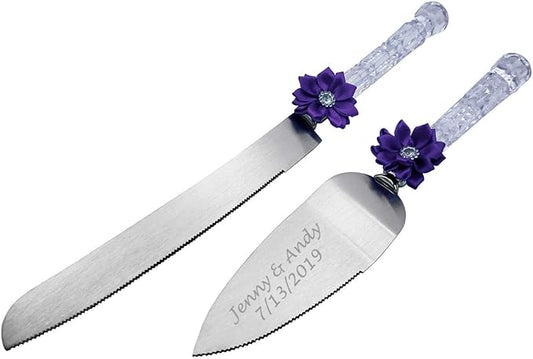 GIFTS INFINITY Personalized Wedding Cake Knife and Server Set with Engraving – Cake Cutting Utensil Set, Keepsake Gift for Wedding, Anniversary, Reception, Birthday & Other Occasions (CH-101PU)