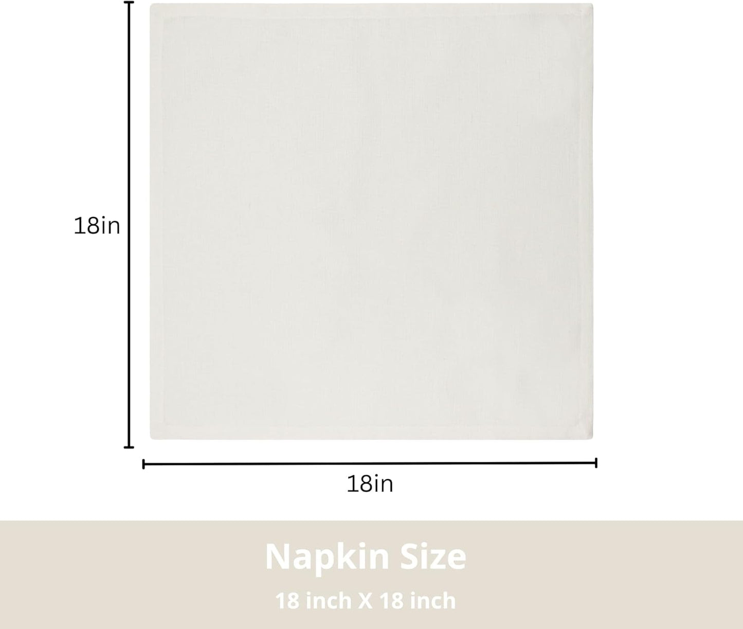 PurpleEssences Set of 12 Cloth Dinner Napkins 100% Cotton 18x18 Inch - Soft Durable Washable - Ideal for Farmhouse Party Fall Thanksgiving - Perfect Everyday Use Table Linen - Cream