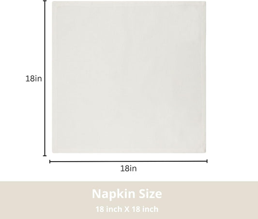 PurpleEssences Set of 12 Cloth Dinner Napkins 100% Cotton 18x18 Inch - Soft Durable Washable - Ideal for Farmhouse Party Fall Thanksgiving - Perfect Everyday Use Table Linen - Cream