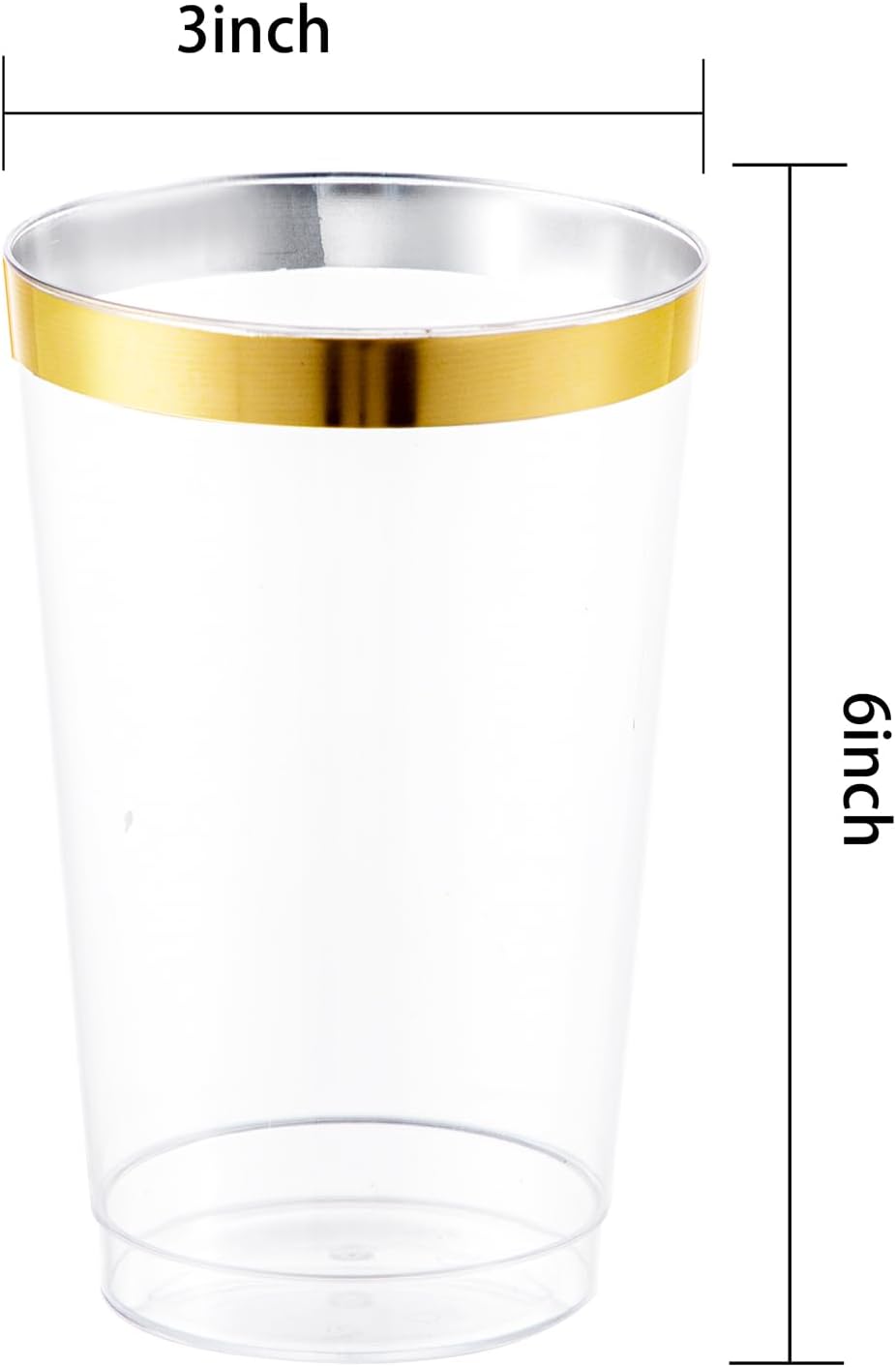 WDF 100 PACK Gold Plastic Cups - 12 OZ Gold Rimmed Disposable Cups for Thanksgiving Party, Holiday Gathering, Wedding