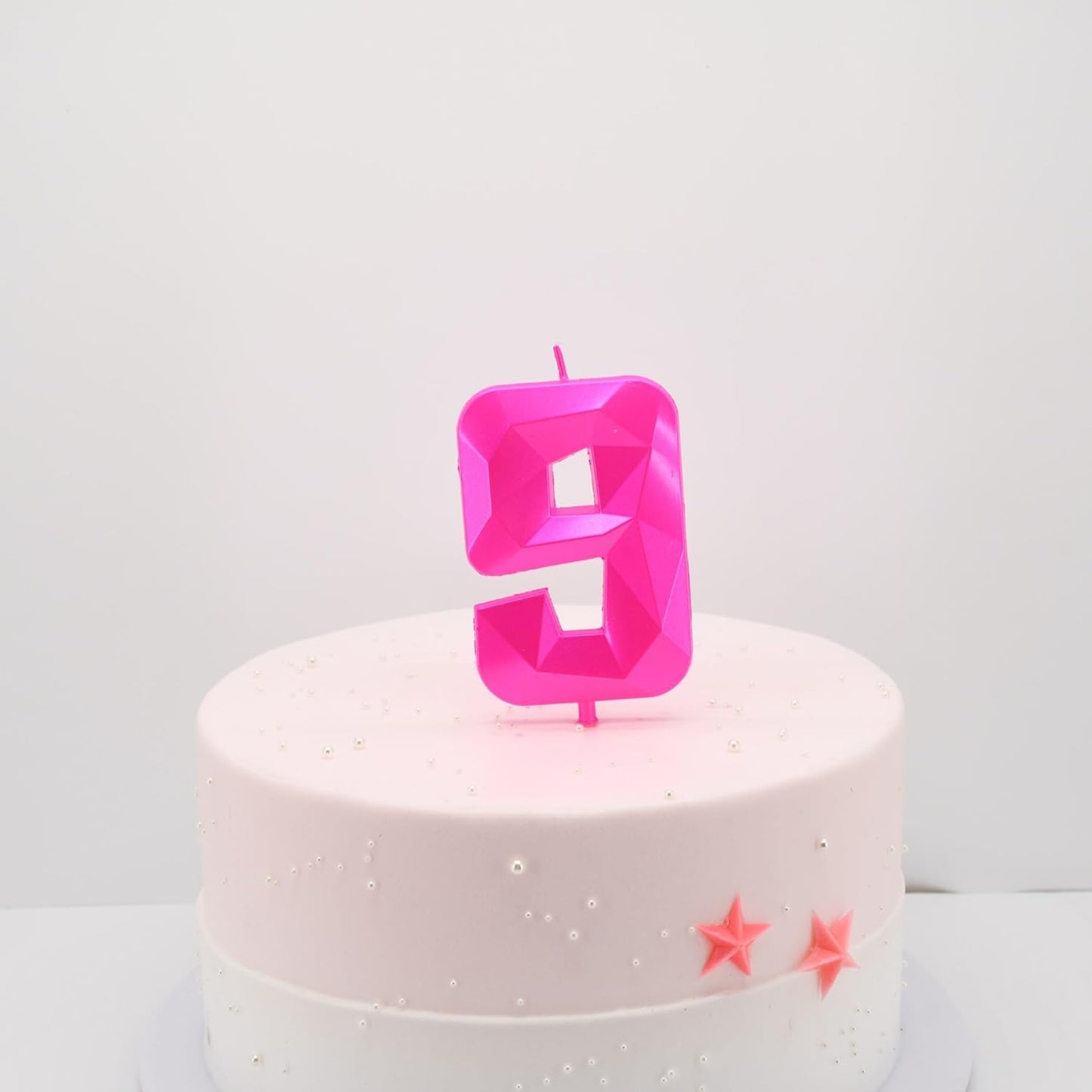 DERVENTA Large Birthday Candle Number 3D Pink 3.7 inch Party Celebration Anniversary Decoration Cake Topper 1 Piece (Number 9 Pink)
