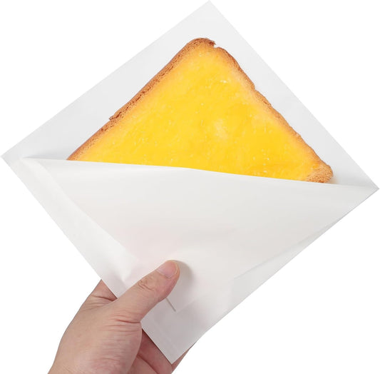 uxcell 200pcs Pastry Bags, 7.9 x 7.9 Inch Greaseproof Double Open Paper Wrappers Sandwich Bags for Donut Sandwich Pretzel Snacks Cookies, White Paper