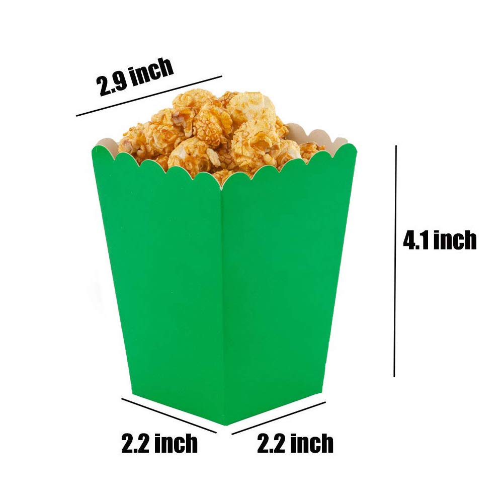 Green Popcorn Boxes Mini Paper Popcorn Box Cardboard Popcorn Container for Party, Pack of 12