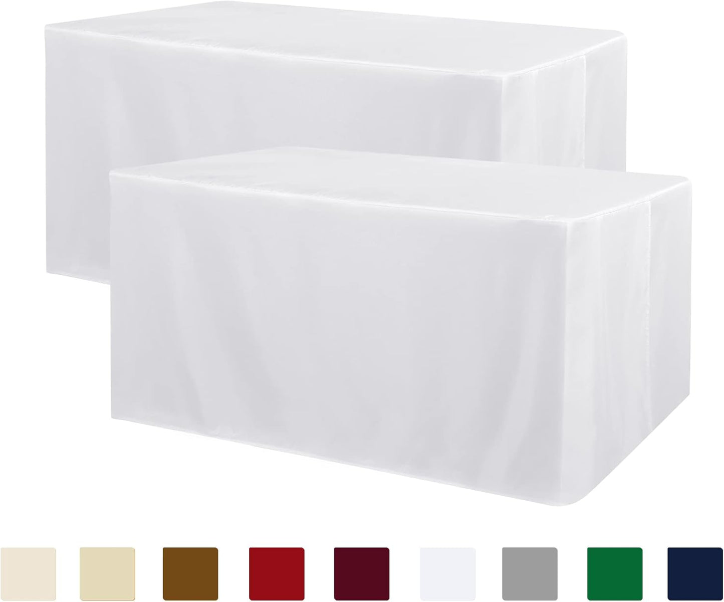 Obstal 2 Pack Table Clothes for 4 Foot Rectangle Tables - Water Resistant Washable Fabric Polyester Rectangle Table Cover Protector for Wedding, Banquet and Trade Shows, 48L x 24W Inches, White