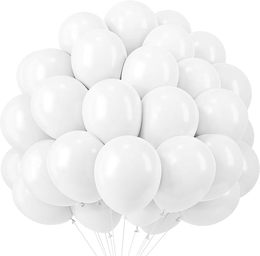 RUBFAC 120pcs Balloons for Birthday Baby Shower Graduation Anniversary Wedding Party Supplies Garland Arch Decoration,12 Inches,White