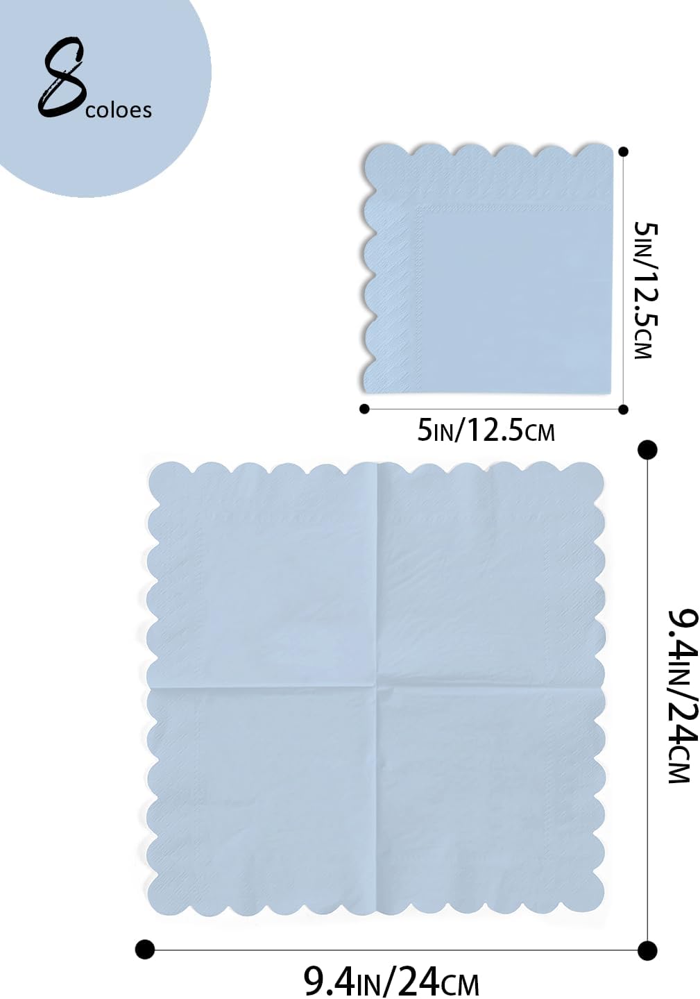 qiqee Blue Series Cocktail Dinner Napkins 5x5inch Disposable Beverage,Wedding, Birthday Party Dessert Wave Paper Napkins(120 Count)