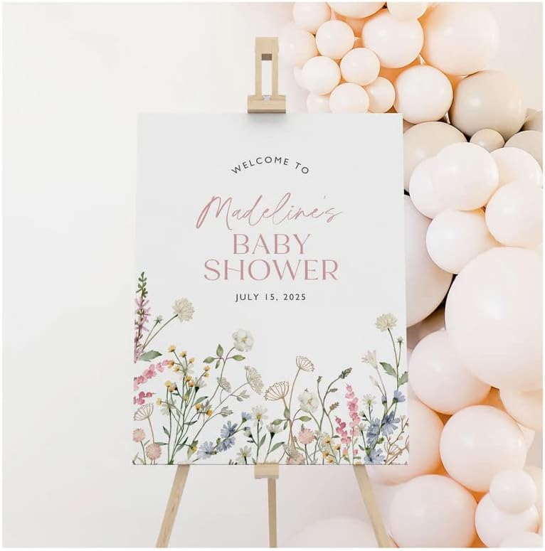 Editable Bloom Baby Shower Signs, Personalized Flowers Welcome Sign to Baby Shower Party, Wildflower Baby Shower Welcome Sign, Printable Spring Garden Baby Shower Sign Decor, Plastic Sign.
