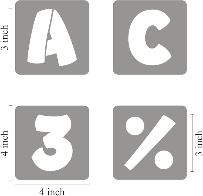 REOLAN 3 Inch Letter Stencils for Painting - 42 Pack Alphabet Letter and Number Stencil Templates with Signs for Painting, Reusable Letters and Numbers Stencils for Chalkboard Wood Signs & Wall Art