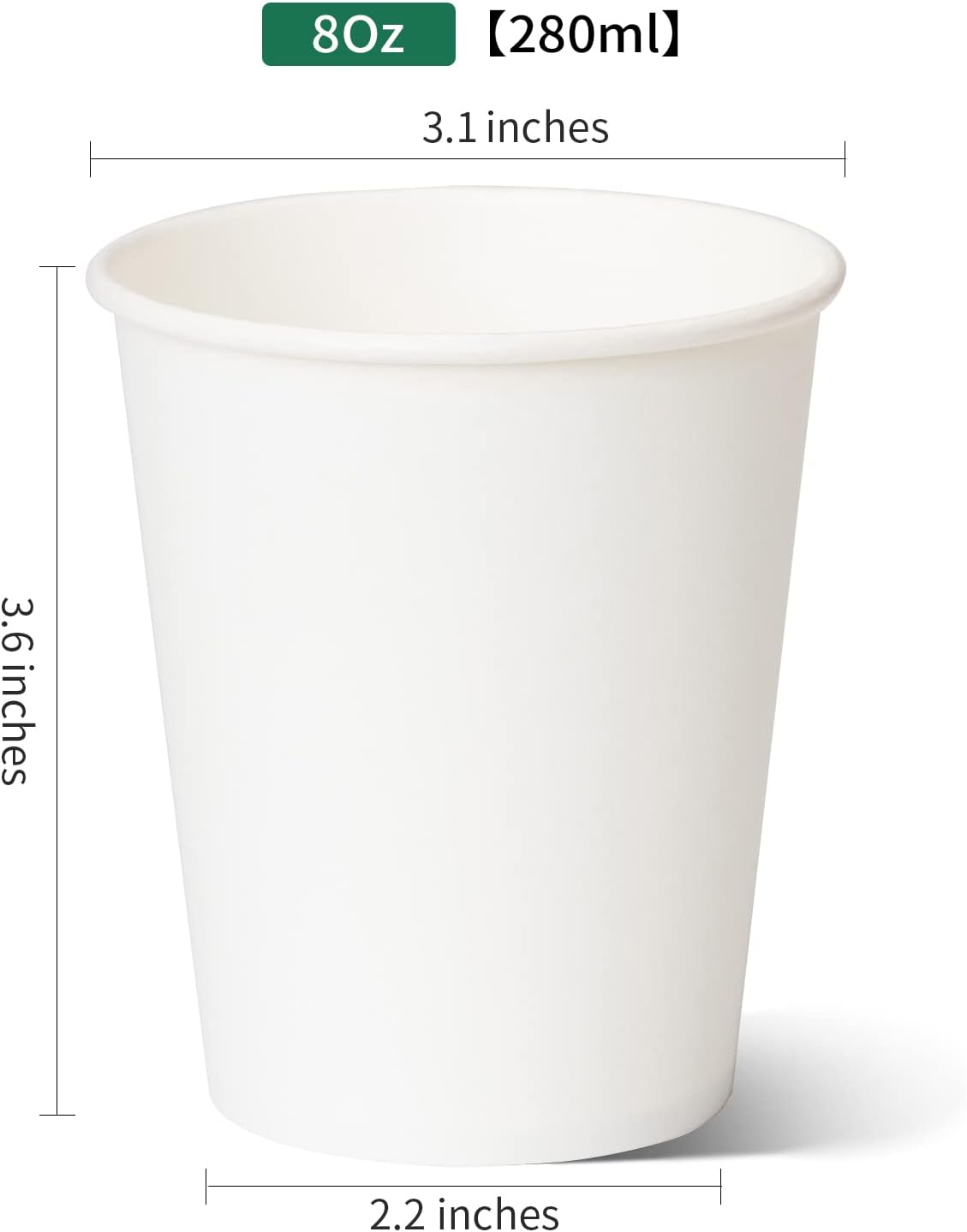 RACETOP 1000 pack 8 oz Paper Coffee Cups Disposable, Hot Coffee Cups 8oz, Office Coffee Cup (8 oz 1000 pack) (white, 1000)