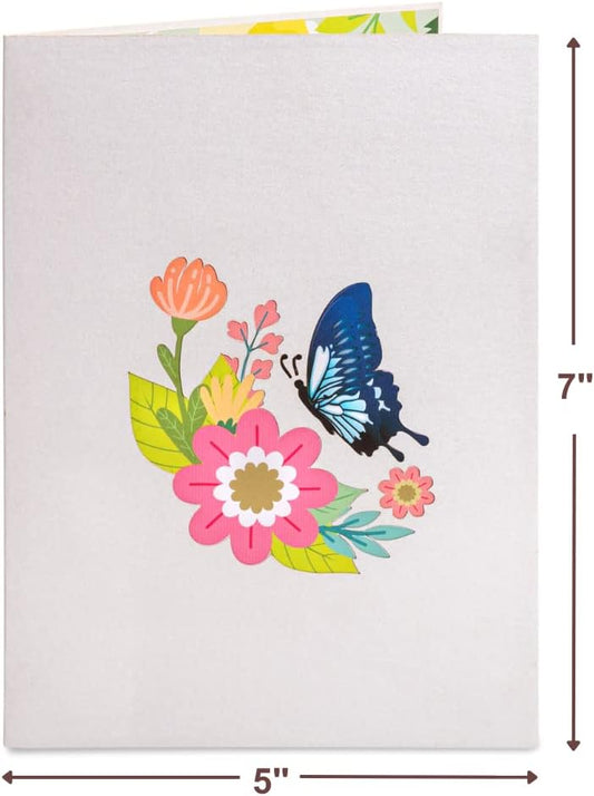 Paper Love 3D Spring Butterfly Pop Up Card, Gift for Birthday, Wedding, Anniversary, Thank You, Get Well, All Occasion or Just Because - 5" x 7" Cover - Includes Envelope and Note Tag