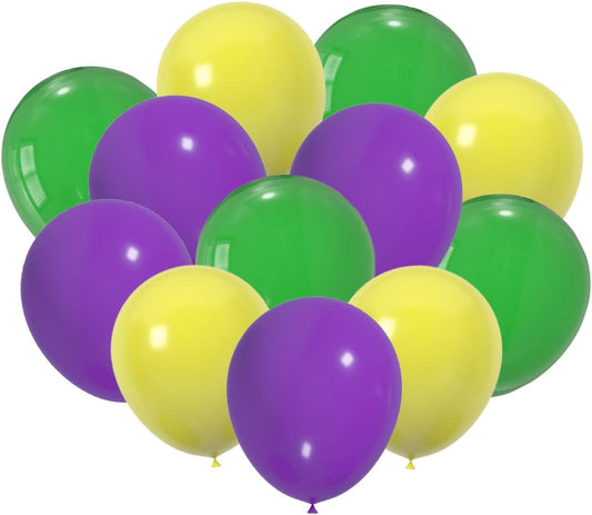 60 Pcs 12 Inch Latex Balloons in Green, Purple and Yellow, Perfect for Spring, Summer, Graduation, Easter, Wedding and Baby Shower Party Balloons Decorations