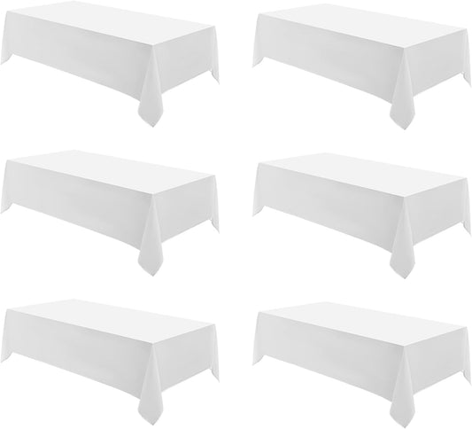 Rectangle Tablecloths 60x120 Inch 6 Pack White Tablecloth Washable Decorative Linen Polyester Table Cloths for Dining Table Banquets Buffet Parties and Wedding