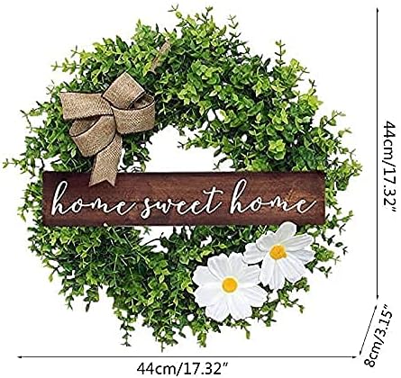 Artificial Christmas Garland Artificial Wreath Christmas Decorations Wreath Xmas Ornament Christmas Wreath Artificial Eucalyptus Leaves Wreath with Wooden Front Door Christmas Home Decor
