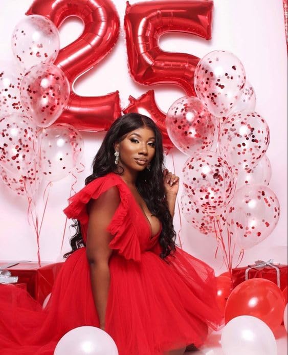 Red Number 2 Balloon 40 Inch, 2nd Birthday Decoration for Toddlers Girls Boys, Sparkling 2 Number Balloon Party Decor