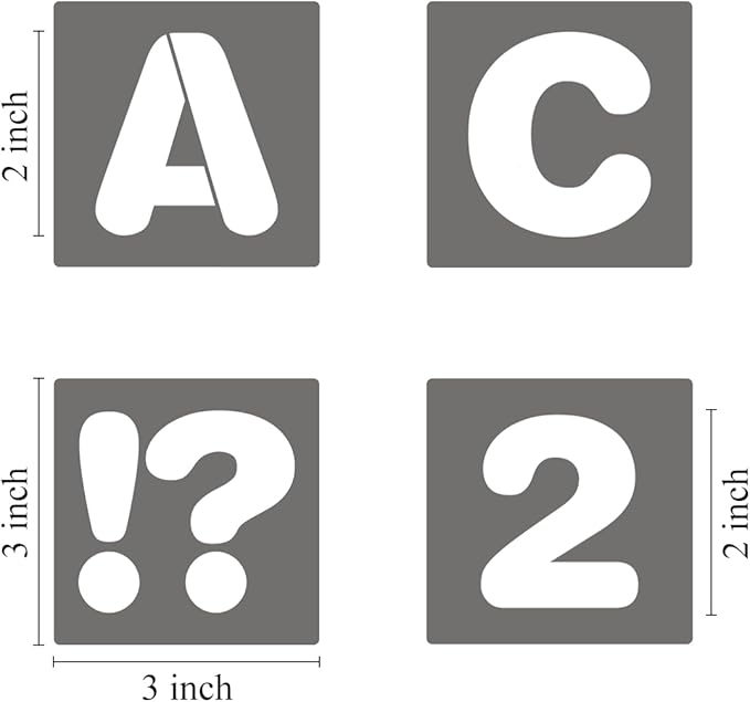 2 Inch Alphabet Letter Stencils - 40 Pack Letter Number Stencil Templates with Signs for Painting on Wood, Reusable Calligraphy Letters Stencils for Chalkboard Fabric Wood Signs