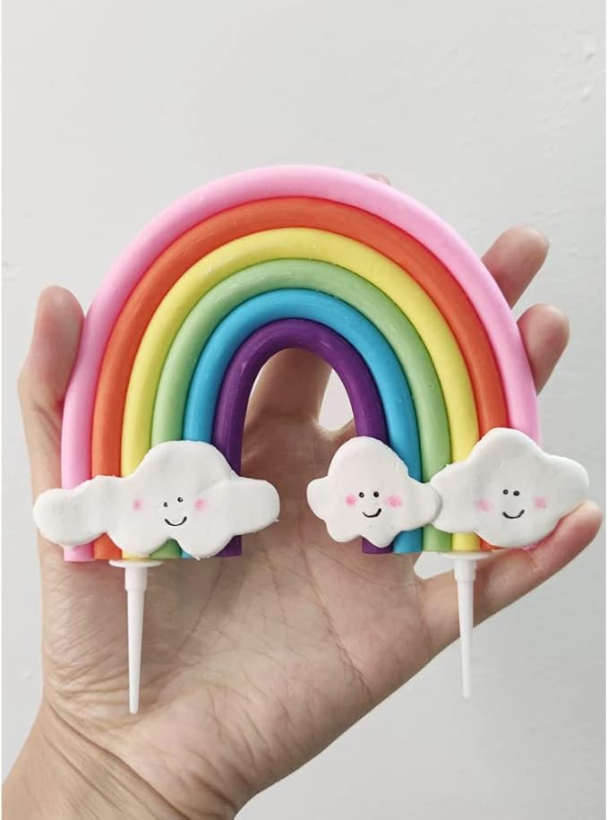 Personalized Rainbow Cake Topper Smiling Could with DIY Name for Boys Girls Birthday Baby Shower