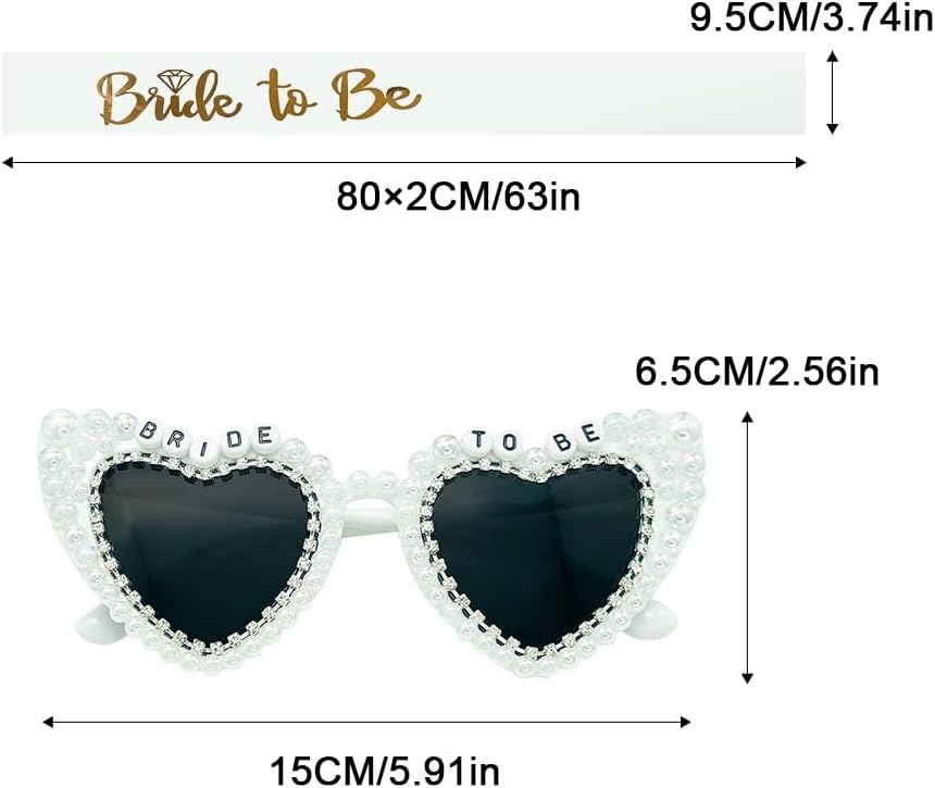molchagar Bride to be Sash & Bride Sunglasses for Bachelorette Party Decorations, Bridal Shower Gift, Wedding Favors, Bride, Birdesmaid Accessories
