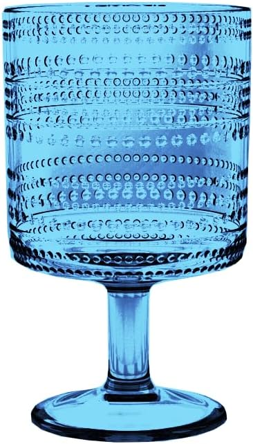 Beaded Stacking Goblet, Indoor/Outdoor, Cobalt Blue, 14.8 oz., Set of 6