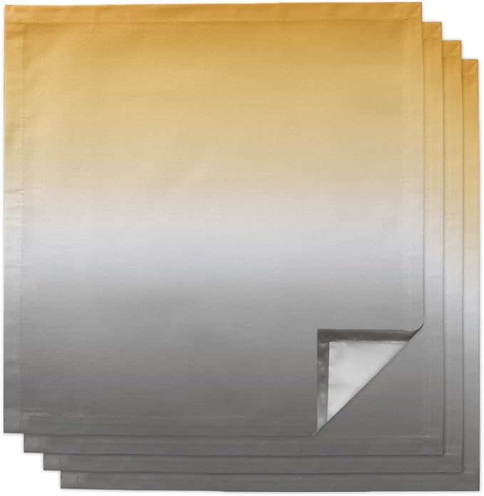 Cloth Napkins Yellow and Grey Ombre Set of 4 Dinner Napkins Paper Soft Durable Washable Table Napkin Yellow Gradient Color Reusable Napkins for Family Dinners Weddings and Everyday Use 20x20 Inch
