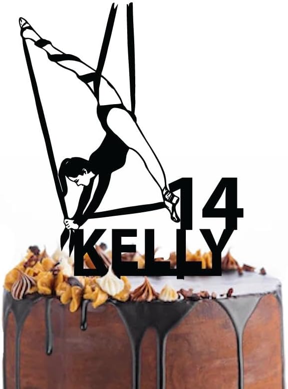 Custom Birthday Cake Topper Aerial Silks Sporter Figurine, Personalized Acrylic Gymnastics Theme Party Decoration, Unique Happy Birthday Sign, Fun Aerial Performance Cake Decor