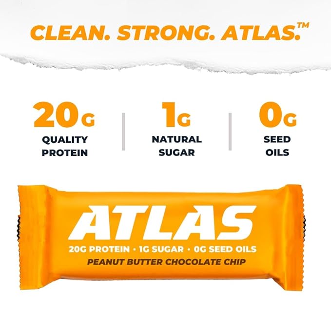 Atlas Bar – 20g Protein, 1g Sugar, 0g Seed Oils, 0g Sugar Alcohols (Variety Pack, 12 Count)