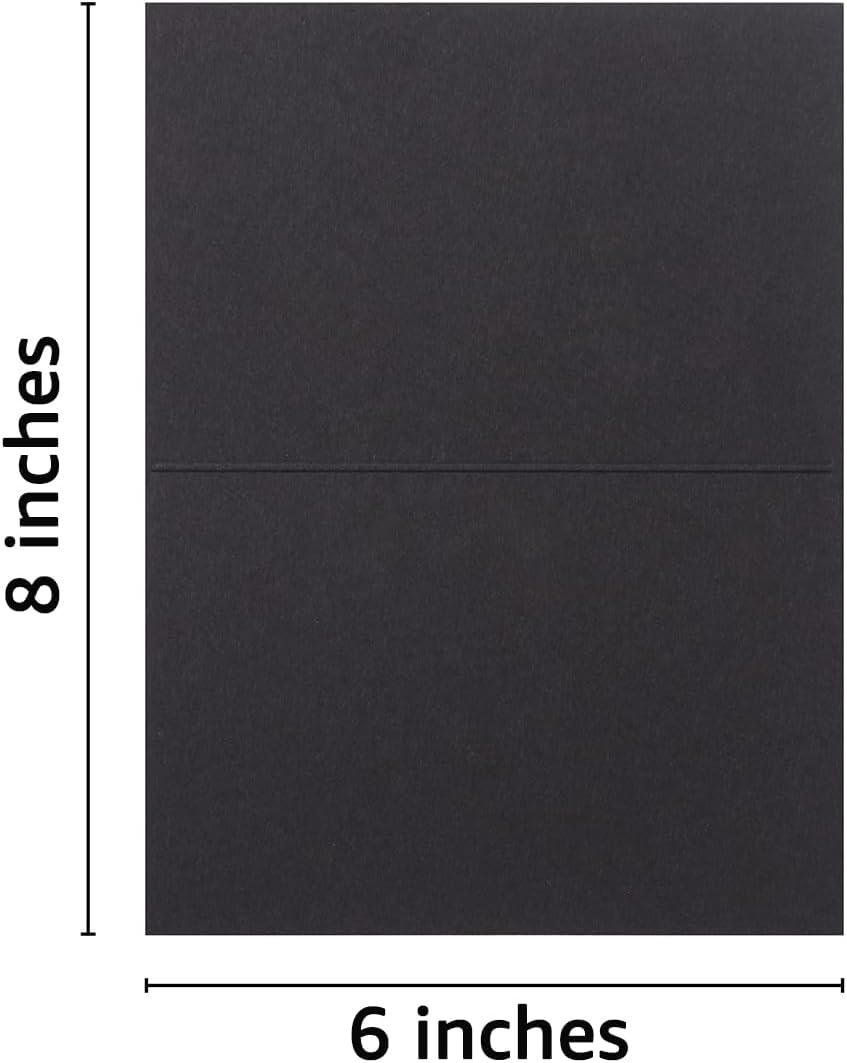 50 Pack Blank Cards Folded Cardstock Thank You Blank Greeting Cards for Invitations, Wedding, Greeting Cards, All Occasion DIY (Black, 4x6)