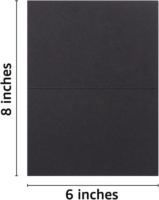 50 Pack Blank Cards Folded Cardstock Thank You Blank Greeting Cards for Invitations, Wedding, Greeting Cards, All Occasion DIY (Black, 4x6)