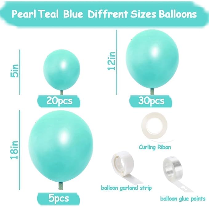 Teal Balloons Double Stuffed Turquoise Teal Blue Balloons Pearl Balloon Arch Kit for Birthday Baby Shower Wedding Dolphin Mermaid Ocean Theme Party Decorations