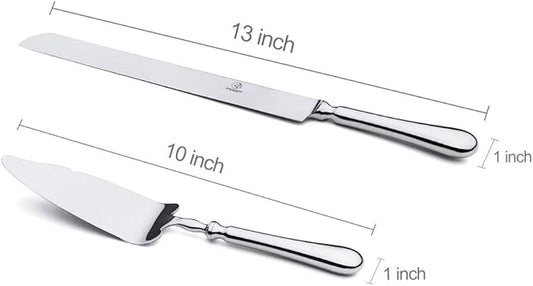 OTW PAVILION 2 Piece Wedding Cake Knife and Server Set,18/10 Stainless Steel Cake cutting Set Pie Server Cake Cutter Knife for Birthday,Anniversary,Holiday,Baby Shower,Party