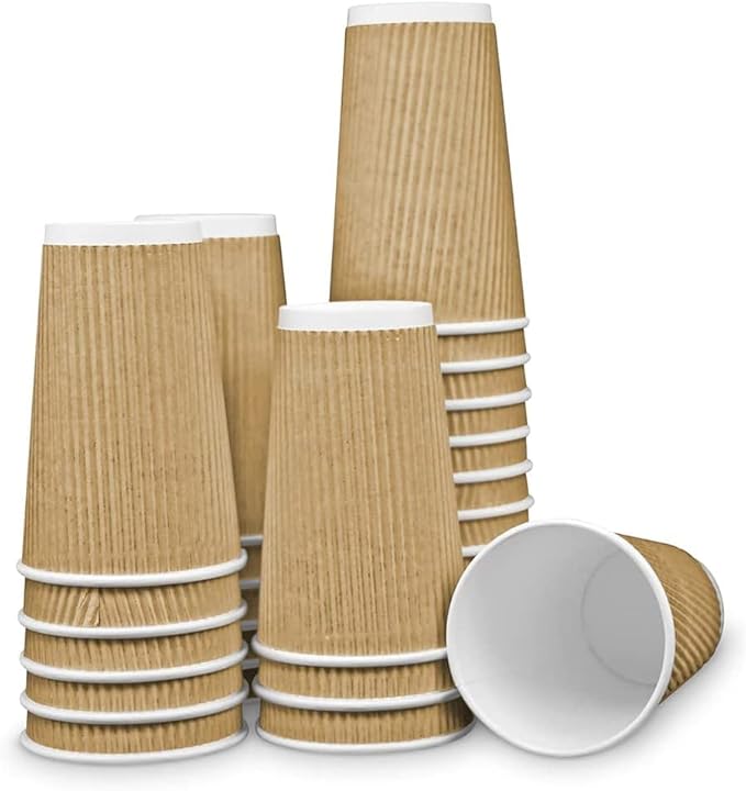 Ripple Paper Cups 16 oz 200 Pack for Coffee & Tea Made in USA | Bulk 200 Count for Home, Office, Restaurants & Coffee Shops | Recyclable, Insulated, & Disposable 16 Ounce To-Go Cups for Hot Beverages