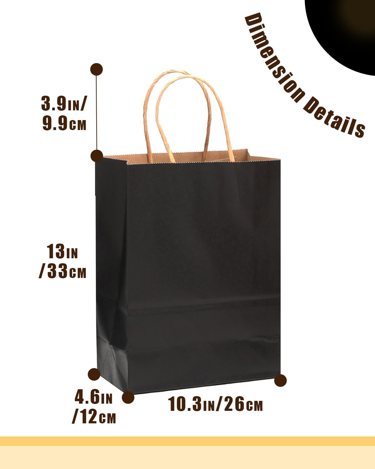 qiqee 30-Packs Black Gift Bags with Handles Bulk 13''x5 x10 Large Size Kraft Party Paper Bags