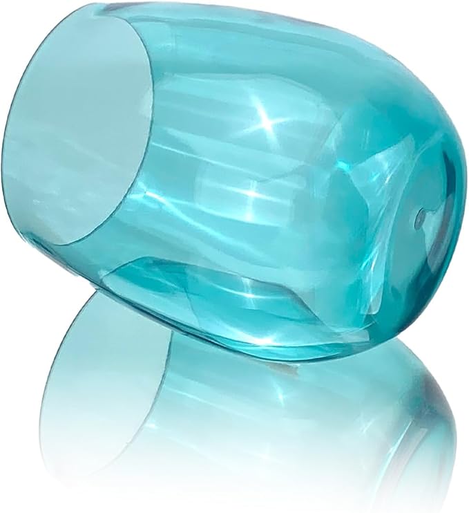 Set of 6 Acrylic Wine Glasses, 20-ounce Plastic Tumbler for Party Use,BPA Free,Dishwasher Safe (Teal)